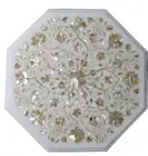 18" Marble side Table Top semi precious stones lapis inlaid floral art work