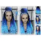 Headband Dreadlock Wig Mermaid Blue Ombre gradient Goddess Faux Locs curly boho