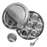 Stainless Steel Belly Shape Masala Spice Box with lid 7 containers