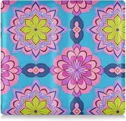 [Amooorous] Mandala Floral Colorful Peach Premium Leather Auto Registration Insurance & ID Card Holder Essential Car Wallet Case for Driver License, Cards & Essential Documents, mandala floral colorful