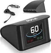 Pyle Universal Vehicle Smart HUD Display - 2.6" Digital Mini Car Dashboard Heads Up Windshield Speedometer Projector System w/GPS Navigation Compass, Displays Speed, Distance, Time and More - PHUD19