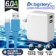 Dr.battery電池王5V 2.4A雙輸出USB充電器+UL認證 MICRO 6A USB高速充電傳輸線200cm