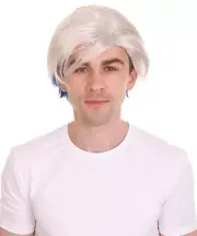 Blue and White Straight Wig for Cosplay Ready Player One Parzival Costume HM-899
