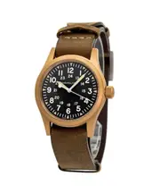 Hamilton Khaki Field Mechanical Bronze Leather Black Dial H69459530 Mens Watch