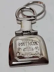 Patron Tequila Key Chain Silver Tone Advertising Logo Keyring NOS JBtr28