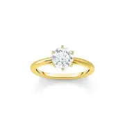 Genuine THOMAS SABO Ring with white zirconia in brilliant cut gold