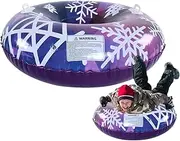 Inflatable Snow Tube, Outdoor Snow Toy with 2 Handles Inflatable Sled, Tear-Resistant Sledding Tube Winter Toys for Children Adults
