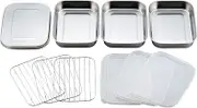 Shimomura Planning 31552 Deep Frying Bat, Set of 10 (Made in Japan), Convenient for Preparing, Divided with Lid, Cooking, Tempura, Corner Bat, Shallow Type, Stainless Steel, Mama Cook, Tsubamesanjo