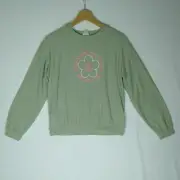 Ghanda Girls Jumper Florida Terry Kindness Matters Size 9-10 Seafoam Green Daisy