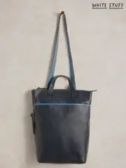White Stuff Blue Leather Convertible Backpack (AD4732) | $205