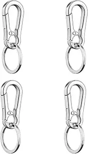 [aoozleny] 4pcs Keychain Clip Key Ring, Metal Carabiner Clips Keyring Keychains Chain Holder Organizer for Car and Keys Finder for Men and Women, Silver, Silver