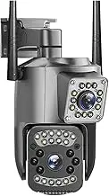 4K 8MP Dual Lens WiFi IP Camera Color Night Vision Ai Human Detect PTZ Outdoor Camera CCTV Security Protection(E/U,Camera Add 128G Card)
