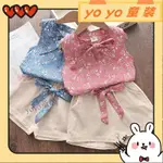 💖YOYO童裝💖夏季女孩兒童休閒無袖雪紡上衣 + 短褲套裝 2PC 套裝YY21