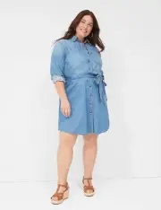 Lane Bryant Tie-Waist Denim Shirt Dress Plus 18/20 NWT