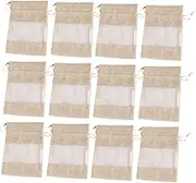HOUDERCO 12Pcs Fashionable Drawstring Present Bags Burlap Storage Bags for Cookies Earrings Necklaces and Candy for Party Favors and Special Occasions
