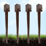 Heavy Duty Metal Fence Post Anchor 36 Inch, 4"x4" Ground Spike with Dark Brow...