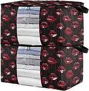 sanluoli 90L 2 Pack Under Bed Storage Bags with Reinforced Handles, clear window Closet Organizer Storage