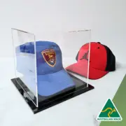 Cap / Hat Display Case, BLACK Base, Clear Acrylic Perspex - Junior Size