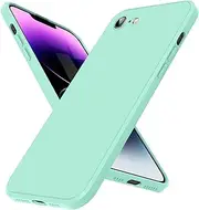 DNTMZIN for iPhone SE 2022,SE 2020,iPhone 7 Case, iPhone 8 Case,Liquid Silicone Gel Rubber Phone Case, [Camera Protection] Full Body Slim Soft Microfiber Lining Drop Protective Case-Mint Green 1-78G-6