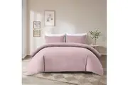 4PCS Quilt/Duvet Cover Flat Sheet Pillowcase Soft Bedding Set 100% Washed-Cloth Cotton Pink