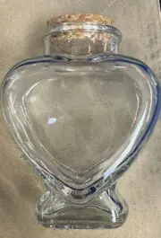 Shaped Glass Jar Favor Bottle with Cork, 3-1/4-inch, 1-count Heart