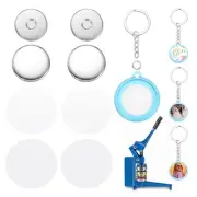 50 Sets Button Maker Supplies 25mm / 0.98 Inch Blank Keychain Button Parts, Blue