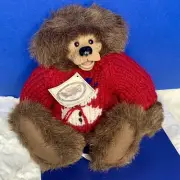 A&A Plush Kimbearlys Originals Plush Brown Bear Snowman Sweater 1E/ 384 w Tag