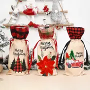 Hessian Merry Christmas Bottle Cover