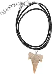 [HOOTNEE] Shark's Tooth Charm Necklace for Men Women Unique Design Pendant with Cord Decorative Fossil Jewelry Exquisite Craftsmanship Present Option