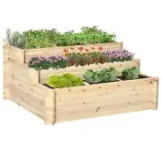 3 Tier Raised Garden Bed Elevated Planter Flower Box with 9 Grow Grids and Non-w