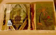 2 Handmade Bamboo Photo Albums Palm and Pineapple Leaf Hawaii 16x18” New Sealed