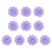 10Pcs 3.9" Chiffon Flowers Fabric Flower Sewing Fabric Appliques Lavender