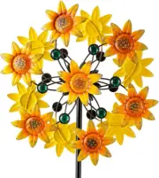 Sunflower Wind Spinner Kinetic Windmill Yard Art Patio Lawn Garden Decoration