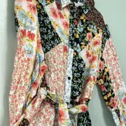 New Look Patchwork 14 Retro Shirt Dress New W Tags Calico Button down Beltfloral