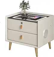 Smart Nightstand with Smart Fingerprint Lock, Nightstand with Wireless Charging of Practical for Bedroom