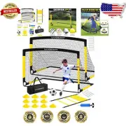 Youth Soccer Training Set: 2 Portable Pop-Up Goals, Agility Ladder & Ball