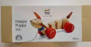 PLAN Toys Happy Puppy Pull Along Toy NEW Toddler String Dog wood wooden