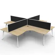 RAPIDLINE RAPID ETERNITY CORNER WORKSTATION 4 Person W1800 x W1800 x D750 x H730mm (per user) Natural Oak Top White Quad Frame