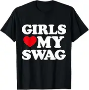 [JIAGANYI] Girls Heart My Swag Girls Love My Swag Valentines Day Heart T-Shirt