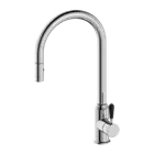 Pull Out Kitchen Sink Mixer Gooseneck Porcelain Lever Chrome York NR69210803CH