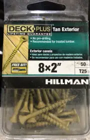 HILLMAN FASTENERS Exterior Deck Screws #8 x 2” Tan 50 Pack