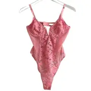 Urban Outfitters Pink Sabina Lace Bodysuit L Fairy Coquette Peasant Disco Sheer