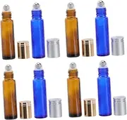 HONMEET 8Pcs Bottles with Stainless Steel Roller Balls Refillable Glass Containers for Essential Oils Aromatherapy and Perfume Travel Friendly Design