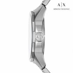 【A|X Armani Exchange 官方直營】Banks 煙霧月球漫步三眼月相手錶 銀色不鏽鋼鍊帶 44MM AX1736