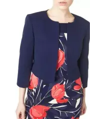 Precis Petite Textured Jacket Navy Blue Size UK 18 RRP £149 LF7 QQ 07