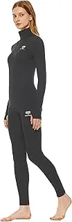 [Adeptwool] Women's Merino Wool Base Layer John Set Half Zip Top and Bottom Thermal Underwear