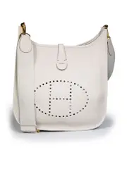 2023 White Clemence Leather Evelyne III 29 Beton Gold Hardware Crossbody Bag