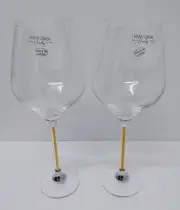 New Sparkles Home Rhinestone Wine Glasses with Gold Crystal-Filled Stems Set 2
