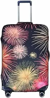 [HTTUP] Beautiful Firework Print Practical Elastic Washable Travel Luggage Cover with Concealed Zipper for Suitcases, White, X-Large