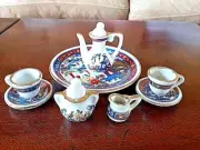 Mini China Tea Coffee Set Vintage Royal Delicate 8 Piece Miniature Gold Trim